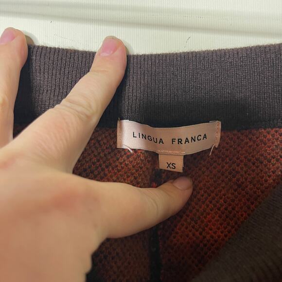 Lingua Franca Brown Orange Wool Cashmere Knit Jacquard Pants XS - Picture 3 of 9